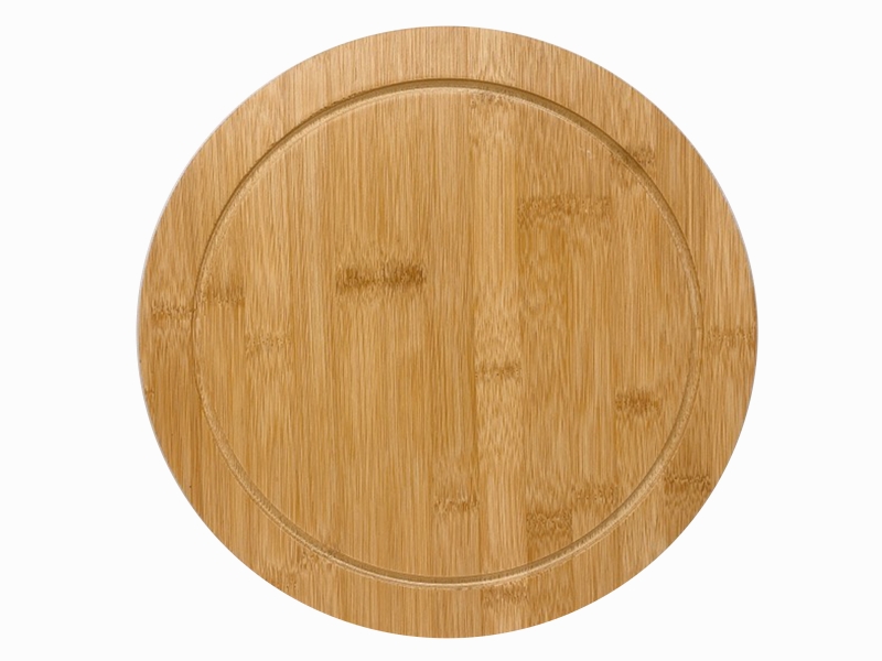Round bamboo cutting board with groove